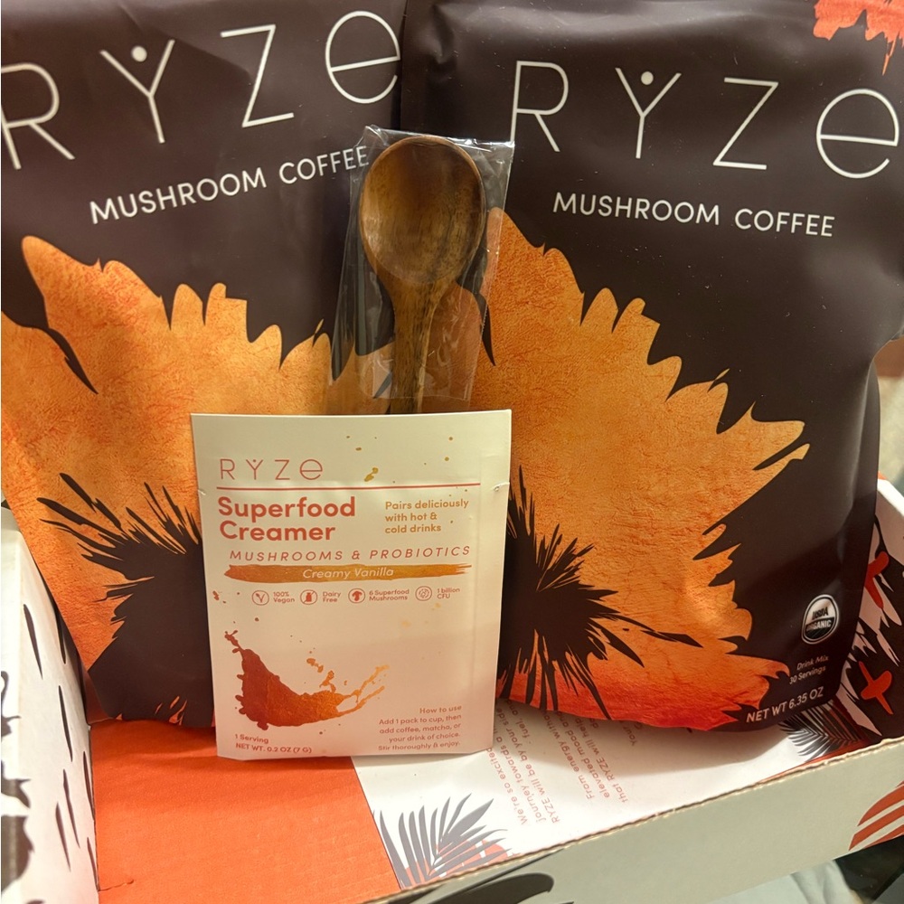 Mushroom Coffee with Superfood Creamer - Orange and Brown